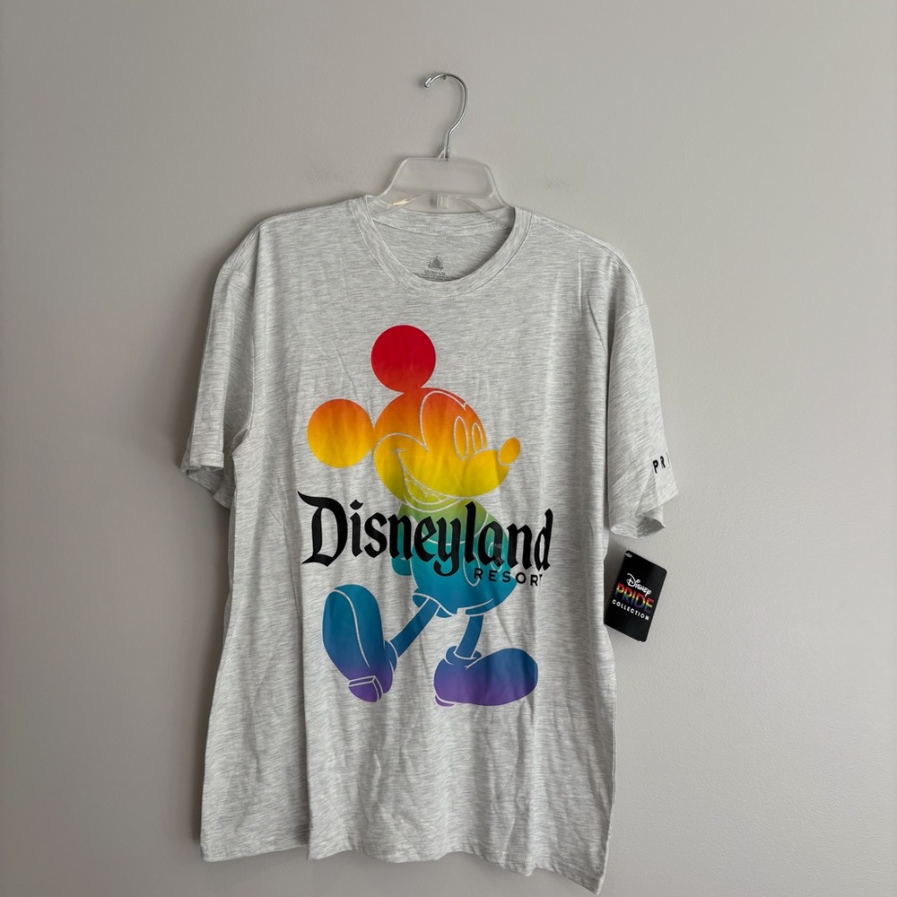 Disneyland Resort Gray T-Shirt with Pride Rainbow Mickey Mouse